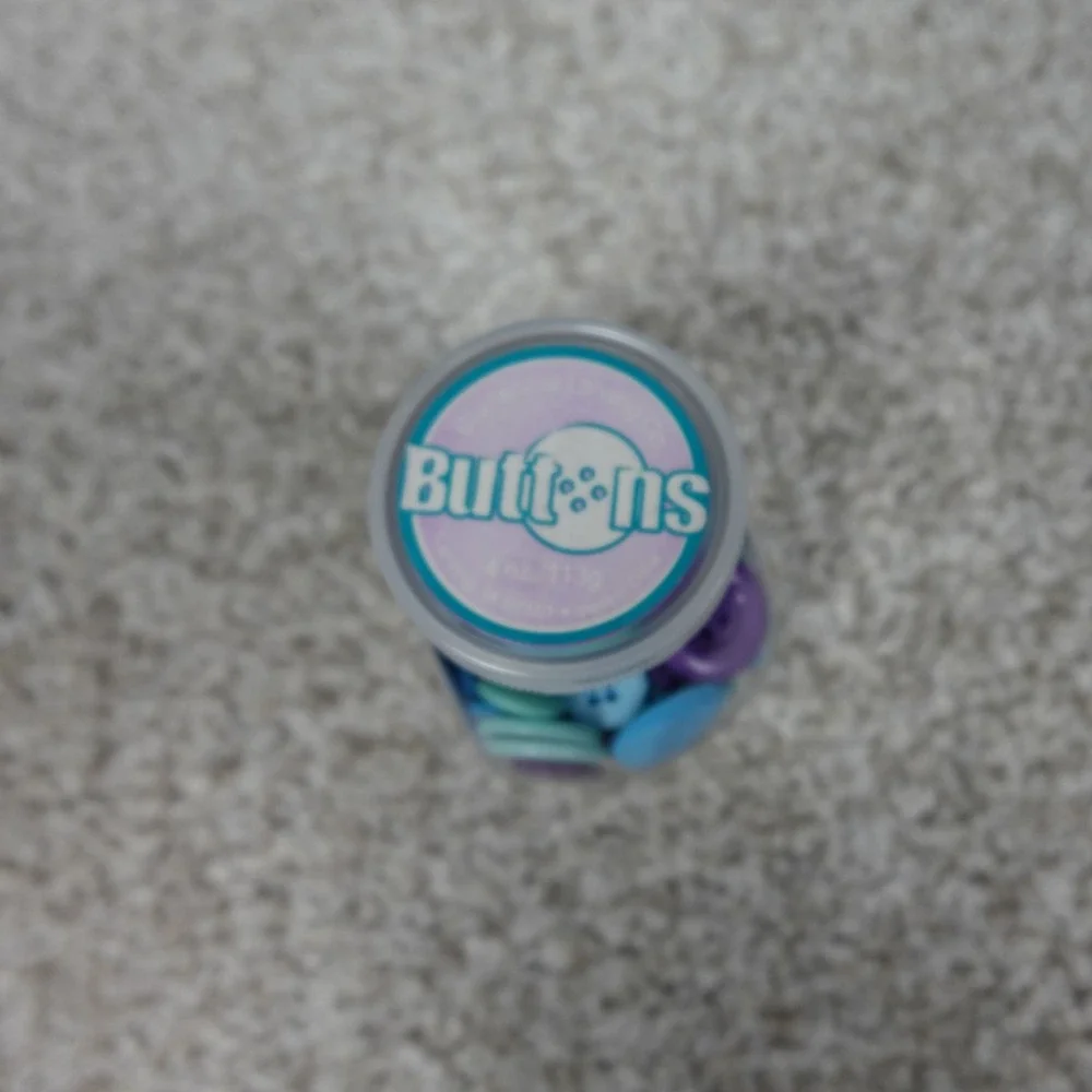 Blue Purple Teal Assorted Craft Buttons 4oz Jar Mixed Sizes 2 & 4 Hole 540001007